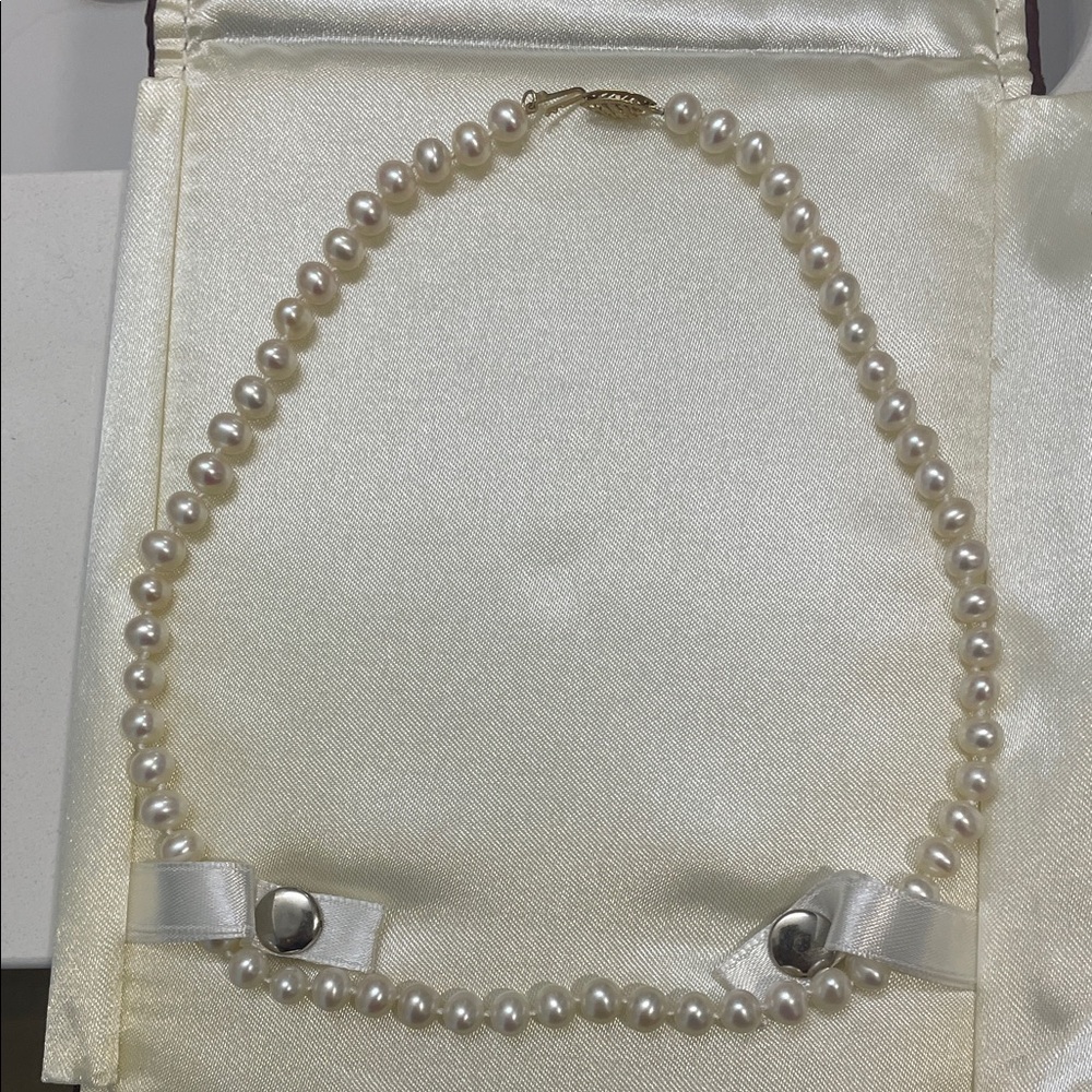 14к yellow gold necklace 5.5-6mm pearls white freshwater 16”-RESERVED/do not buy